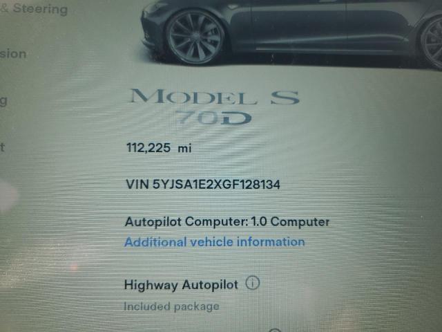 Photo 9 from auction – 2016 TESLA MODEL S with VIN 5YJSA1E2XGF128134