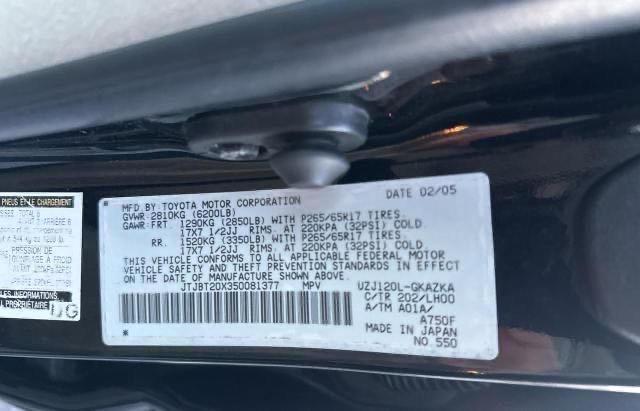 Photo 10 from auction – 2005 LEXUS GX 470 with VIN JTJBT20X350081377