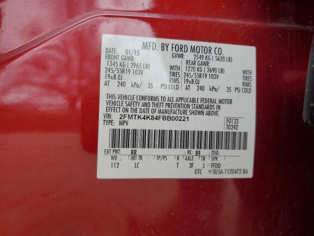 Photo 14 from auction – 2015 FORD EDGE TITAN with VIN 2FMTK4K84FBB00221