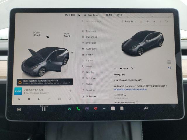 Photo 9 from auction – 2023 TESLA MODEL Y with VIN 7SAYGDED2PF949131