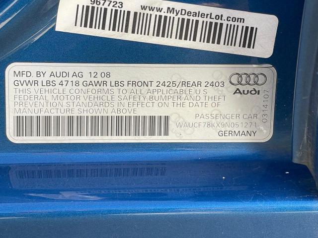 Photo 10 from auction – 2009 AUDI A4 PREMIUM with VIN WAUCF78KX9N051271