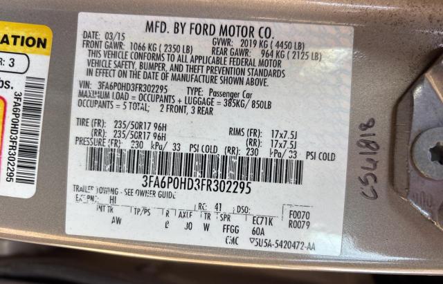 Photo 10 from auction – 2015 FORD FUSION SE with VIN 3FA6P0HD3FR302295