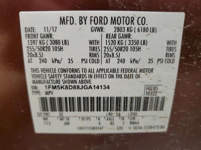 Photo 14 from auction – 2018 FORD EXPLORER X with VIN 1FM5K8D88JGA14134