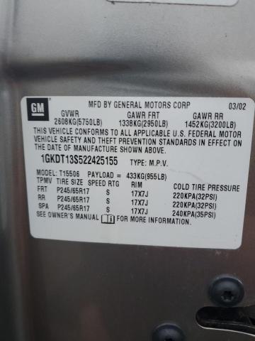 Снимка 14 от търг – 2002 GMC ENVOY с VIN 1GKDT13S522425155
