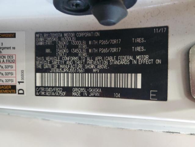Photo 14 from auction – 2018 TOYOTA 4RUNNER SR with VIN JTEBU5JR9J5517661