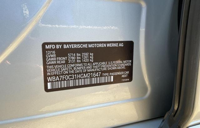 Photo 10 from auction – 2017 BMW 750 I with VIN WBA7F0C31HGM21647