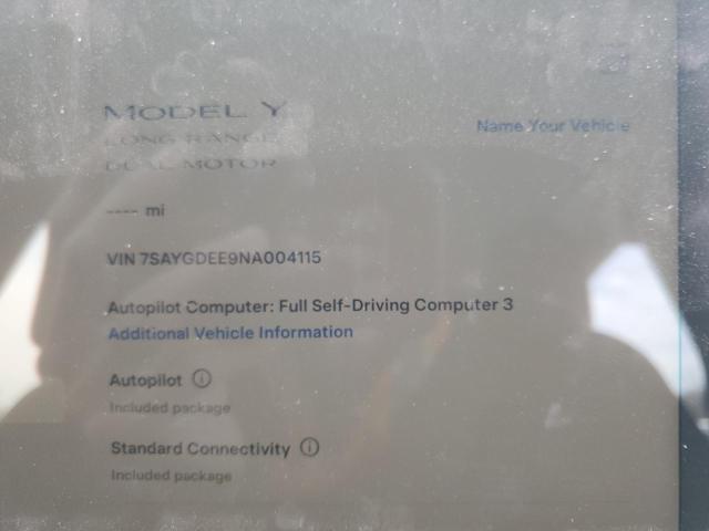 Снимка 9 от търг – 2022 TESLA MODEL Y с VIN 7SAYGDEE9NA004115