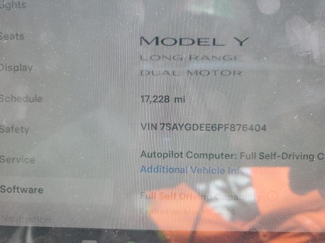 Photo 9 from auction – 2023 TESLA MODEL Y with VIN 7SAYGDEE6PF876404