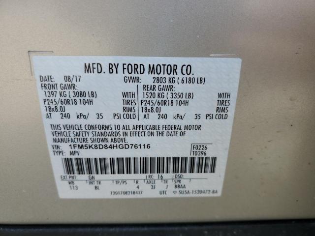 Photo 14 from auction – 2017 FORD EXPLORER X with VIN 1FM5K8D84HGD76116