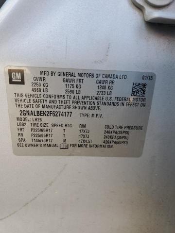 Photo 14 from auction – 2015 CHEVROLET EQUINOX LT with VIN 2GNALBEK2F6274177