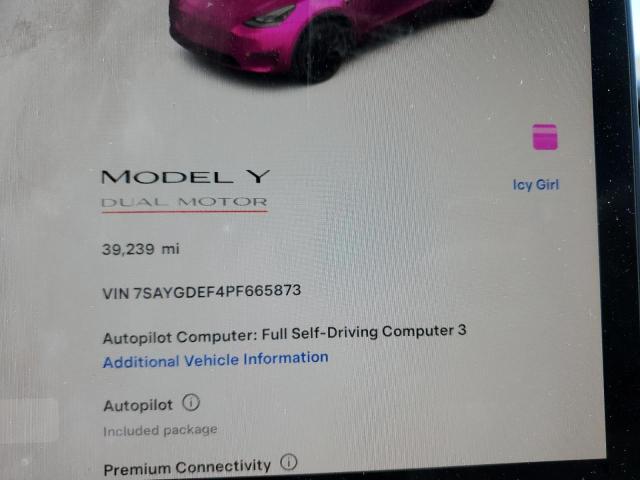 Photo 9 from auction – 2023 TESLA MODEL Y with VIN 7SAYGDEF4PF665873