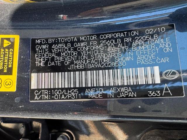 Photo 10 from auction – 2010 LEXUS HS 250H with VIN JTHBB1BA9A2028530