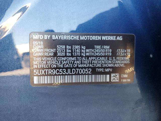 Photo 14 from auction – 2018 BMW X3 XDRIVE3 with VIN 5UXTR9C53JLD70052