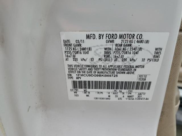 Photo 14 from auction – 2011 FORD ESCAPE XLT with VIN 1FMCU9DG9BKB69725