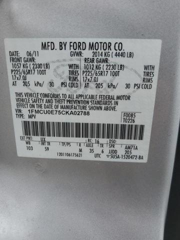 Снимка 14 от търг – 2012 FORD ESCAPE LIM с VIN 1FMCU0E75CKA02788