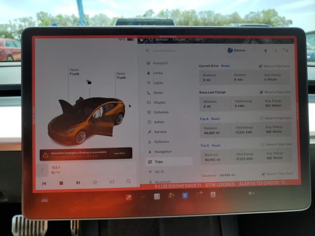 Photo 9 from auction – 2021 TESLA MODEL 3 with VIN 5YJ3E1EB5MF980671