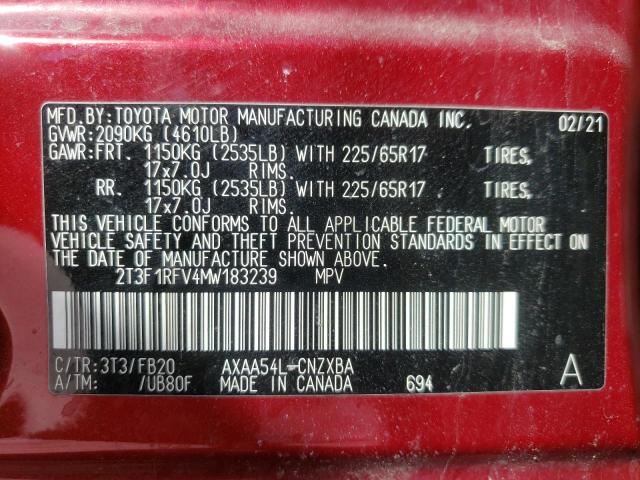 Photo 14 from auction – 2021 TOYOTA RAV4 LE with VIN 2T3F1RFV4MW183239