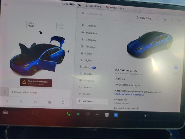 Photo 9 from auction – 2020 TESLA MODEL 3 with VIN 5YJ3E1EA5LF633976