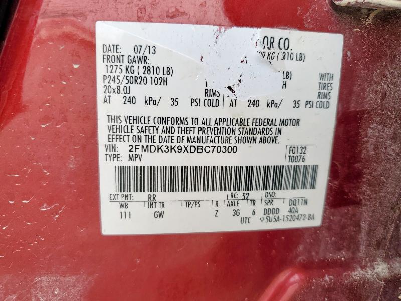 Photo 14 from auction – 2013 FORD EDGE LIMIT with VIN 2FMDK3K9XDBC70300