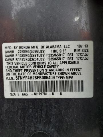 Снимка 14 от търг – 2014 HONDA PILOT LX с VIN 5FNYF4H28EB006409