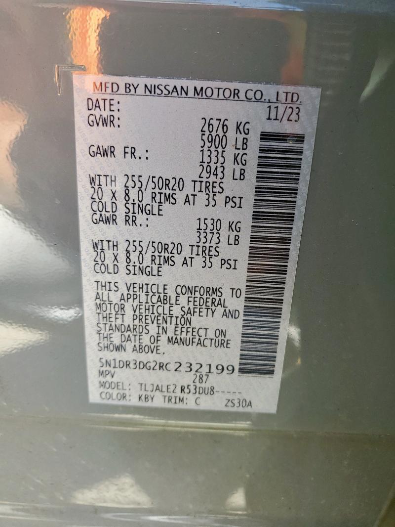 Photo 14 from auction – 2024 NISSAN PATHFINDER with VIN 5N1DR3DG2RC232199