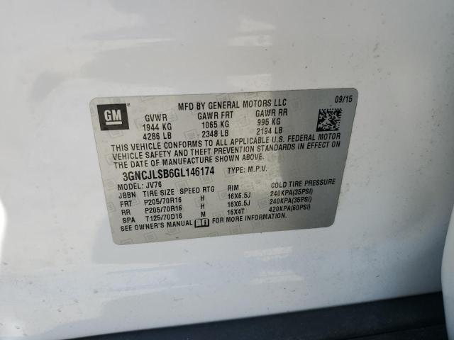 Photo 14 from auction – 2016 CHEVROLET TRAX 1LT with VIN 3GNCJLSB6GL146174