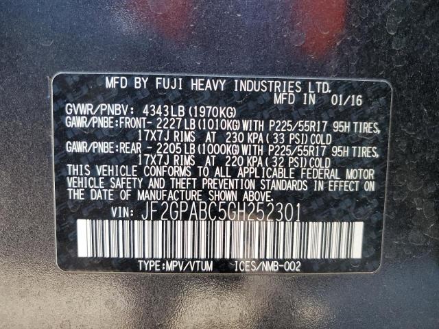 Photo 14 from auction – 2016 SUBARU CROSSTREK with VIN JF2GPABC5GH252301