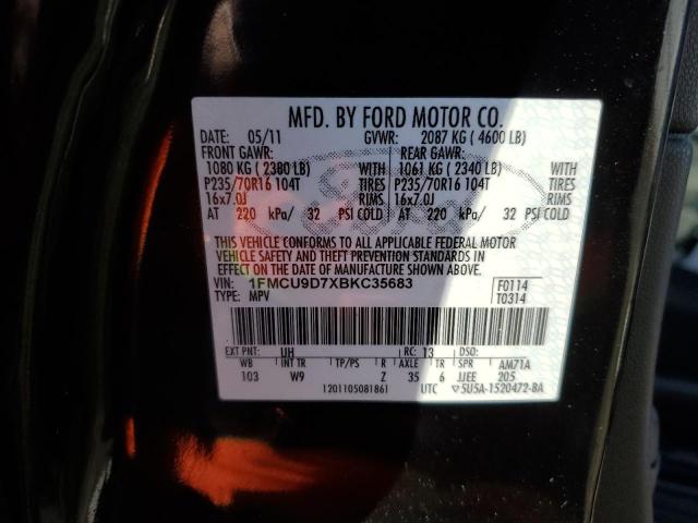 Снимка 14 от търг – 2011 FORD ESCAPE XLT с VIN 1FMCU9D7XBKC35683