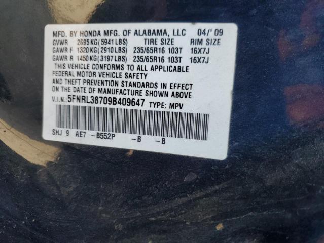 Photo 14 from auction – 2009 HONDA ODYSSEY EX with VIN 5FNRL38709B409647