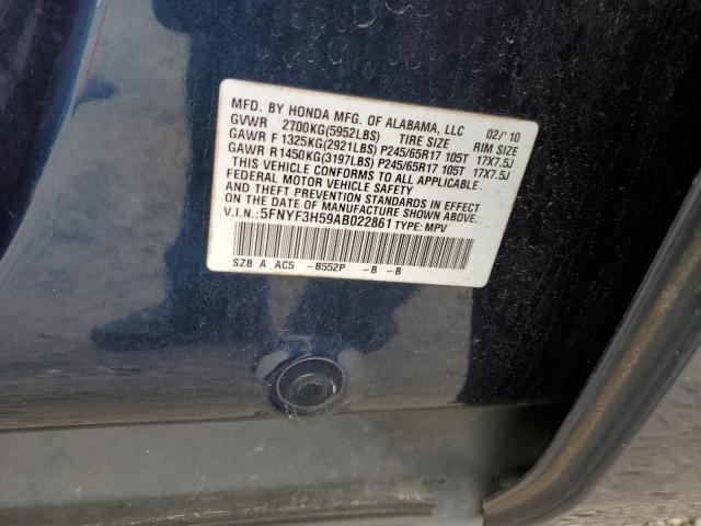 Photo 14 from auction – 2010 HONDA PILOT EXL with VIN 5FNYF3H59AB022861