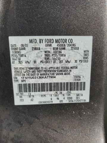 Photo 14 from auction – 2006 FORD ESCAPE XLT with VIN 1FMYU03136KA77904