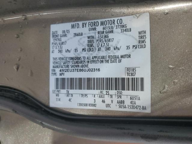 Photo 14 from auction – 2006 MERCURY MOUNTAINEE with VIN 4M2EU37E86UJ02316