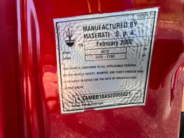 Photo 10 from auction – 2002 MASERATI SPYDER CAM with VIN ZAMBB18A920006027