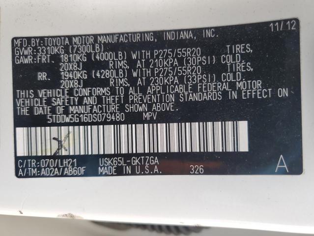 Photo 14 from auction – 2013 TOYOTA SEQUOIA PL with VIN 5TDDW5G16DS079480