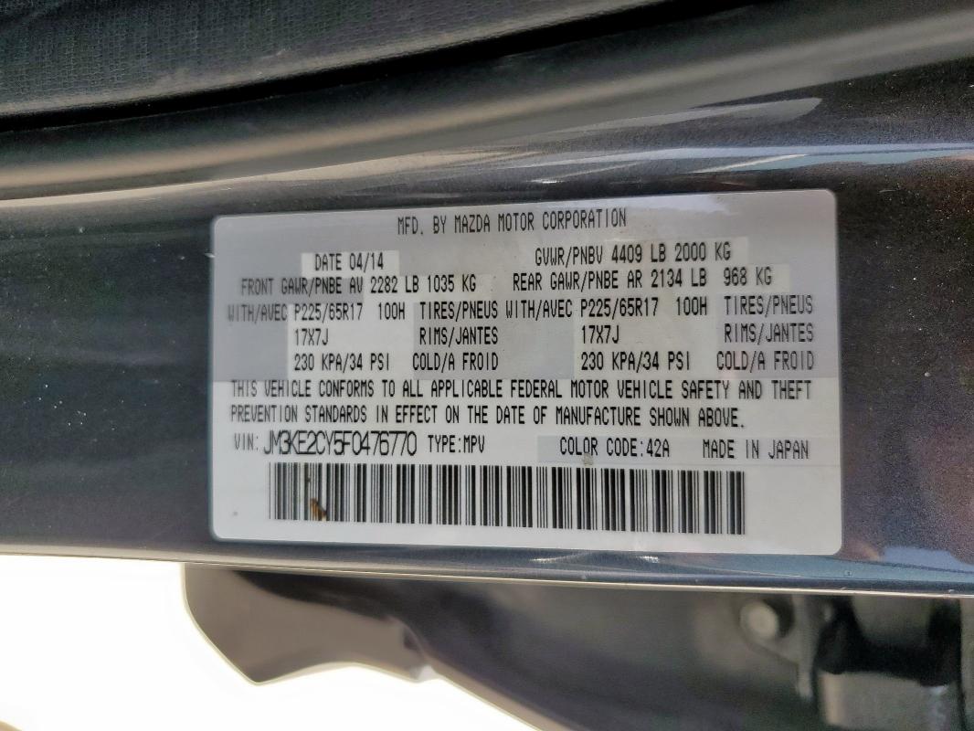 Photo 14 from auction – 2015 MAZDA CX-5 TOURI with VIN JM3KE2CY5F0476770