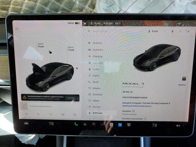 Photo 9 from auction – 2019 TESLA MODEL 3 with VIN 5YJ3E1EA0KF344874