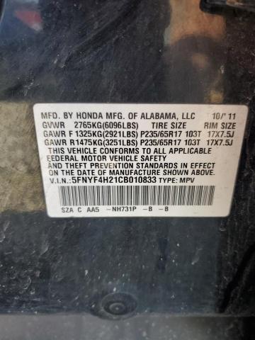 Photo 14 from auction – 2012 HONDA PILOT LX with VIN 5FNYF4H21CB010833