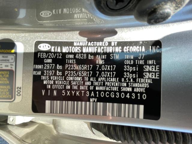 Photo 10 from auction – 2012 KIA SORENTO BA with VIN 5XYKT3A10CG304310