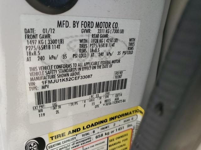 Photo 14 from auction – 2012 FORD EXPEDITION with VIN 1FMJU1K52CEF33087