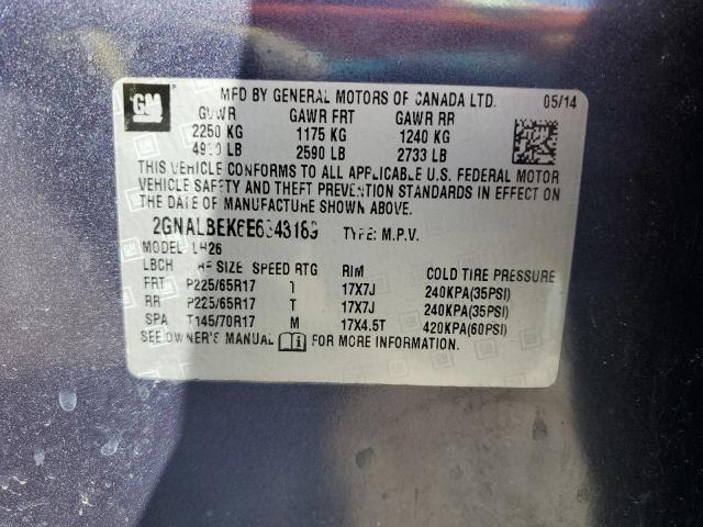 Photo 14 from auction – 2014 CHEVROLET EQUINOX LT with VIN 2GNALBEK6E6343189