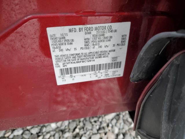Снимка 14 от търг – 2015 FORD EDGE SEL с VIN 2FMTK4J90FBC12914
