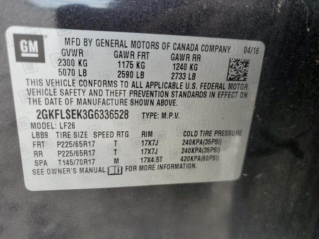 Photo 14 from auction – 2016 GMC TERRAIN SL with VIN 2GKFLSEK3G6336528