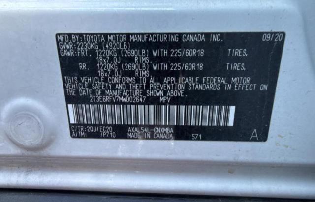 Photo 10 from auction – 2021 TOYOTA RAV4 XSE with VIN 2T3E6RFV7MW002647