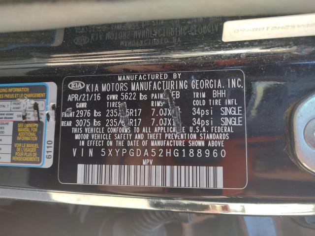 Photo 10 from auction – 2017 KIA SORENTO LX with VIN 5XYPGDA52HG188960