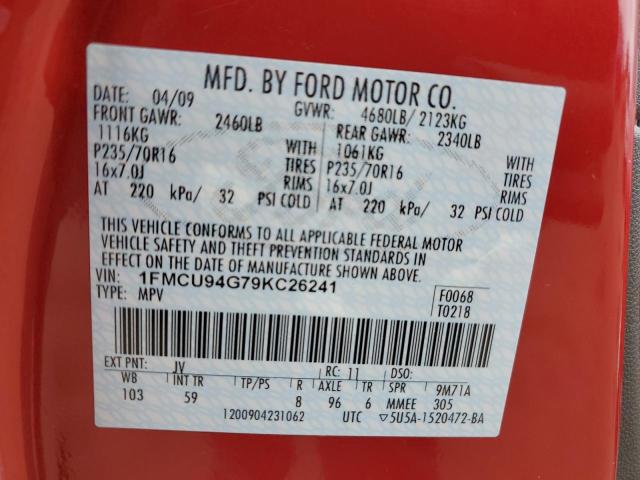 Photo 14 from auction – 2009 FORD ESCAPE LIM with VIN 1FMCU94G79KC26241