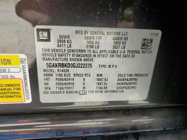Photo 14 from auction – 2016 BUICK ENCLAVE with VIN 5GAKRBKD0GJ222375