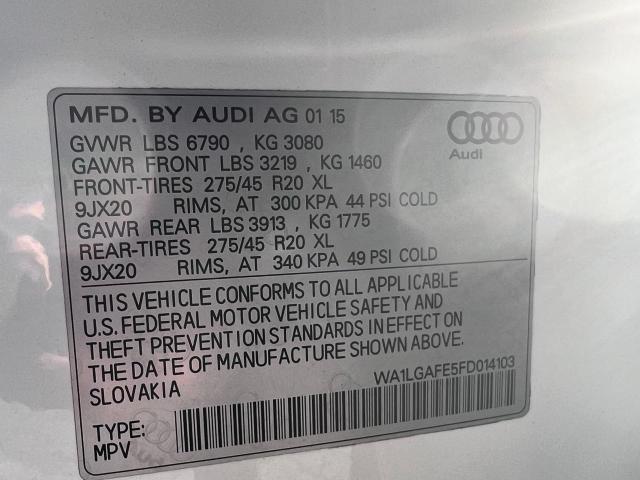 Photo 10 from auction – 2015 AUDI Q7 PREMIUM with VIN WA1LGAFE5FD014103