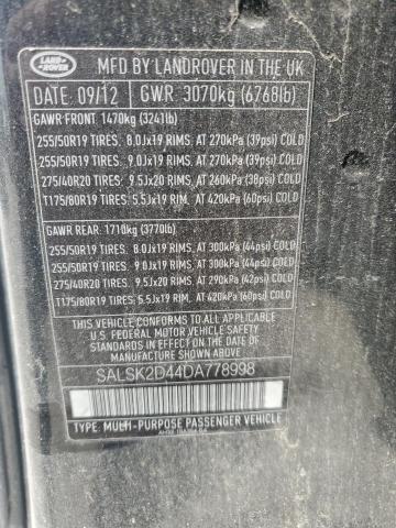 Снимка 14 от търг – 2013 LAND ROVER RANGE ROVE с VIN SALSK2D44DA778998