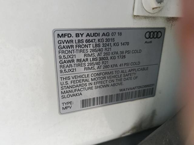 Photo 14 from auction – 2019 AUDI Q7 PRESTIG with VIN WA1VAAF72KD000231