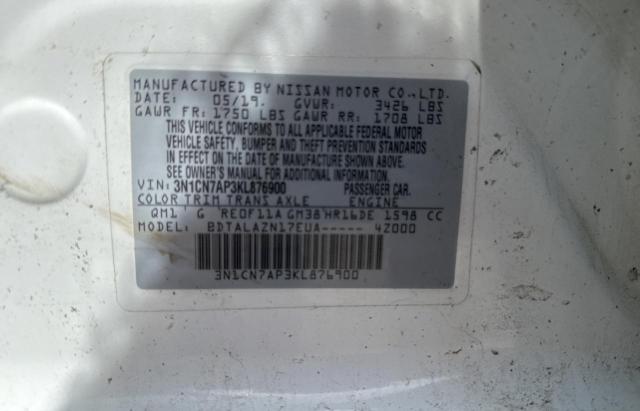 Снимка 10 от търг – 2019 NISSAN VERSA S с VIN 3N1CN7AP3KL876900